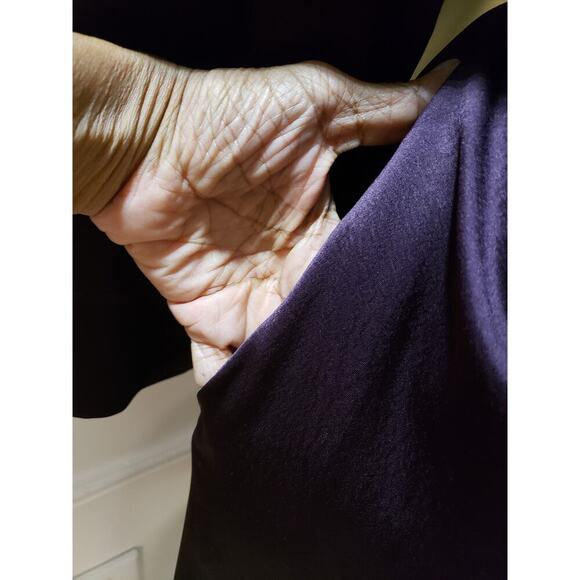 Banana Republic Sheath Dress Womens XS Purple Midi Satin Long Sleeve Tie Waist - Picture 9 of 15